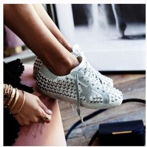 Golden Goose - Signature Studded Silver Sneakers